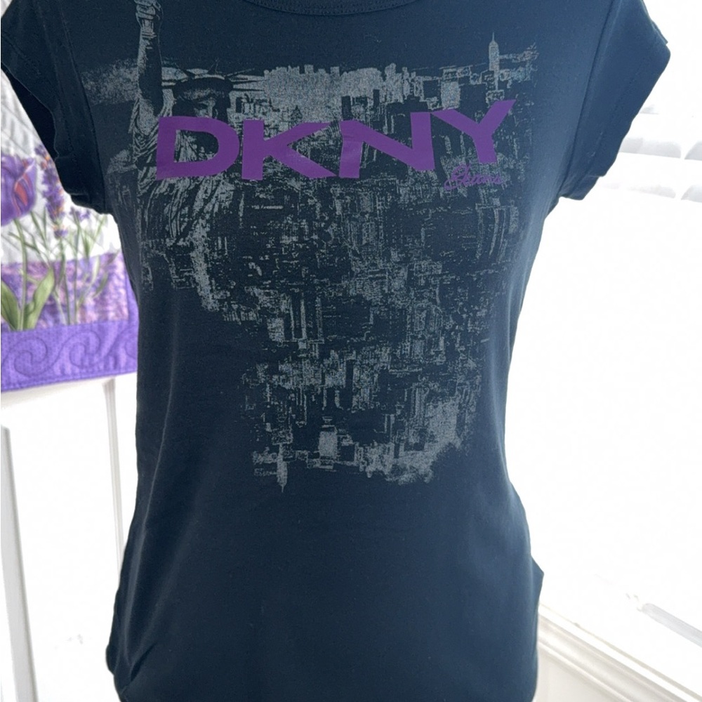 DKNY Black T-Shirt with Purple Logo